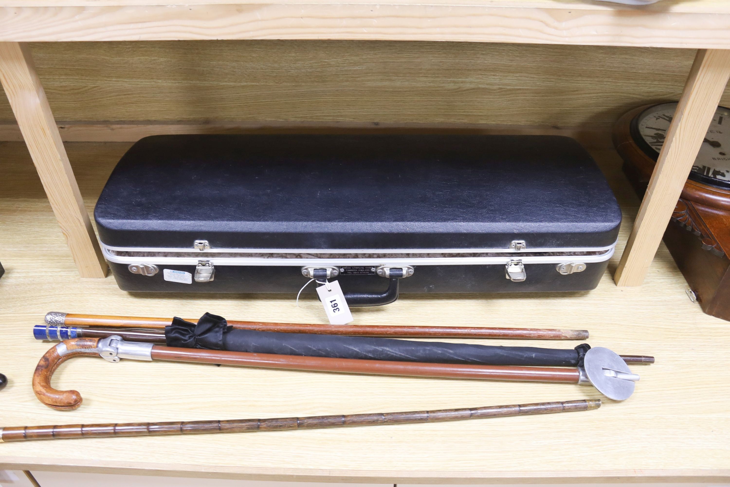 A cased Viola: labelled Frank Miles, Brighton 1961, lob 41.5cm